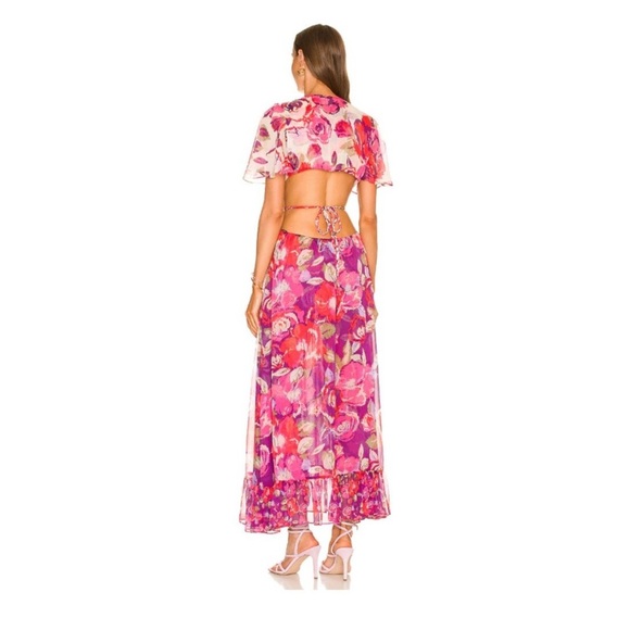 NEW MISA Calista Cut Out Floral Dress Multicolor Size Medium - Picture 3 of 10